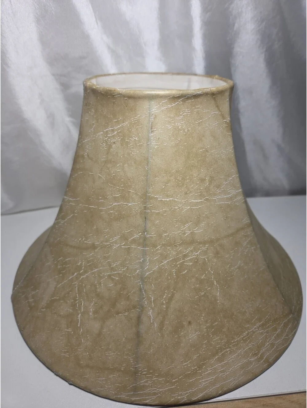 Vintage Faux Leather Tan Bell Lamp Shade Distressed 10